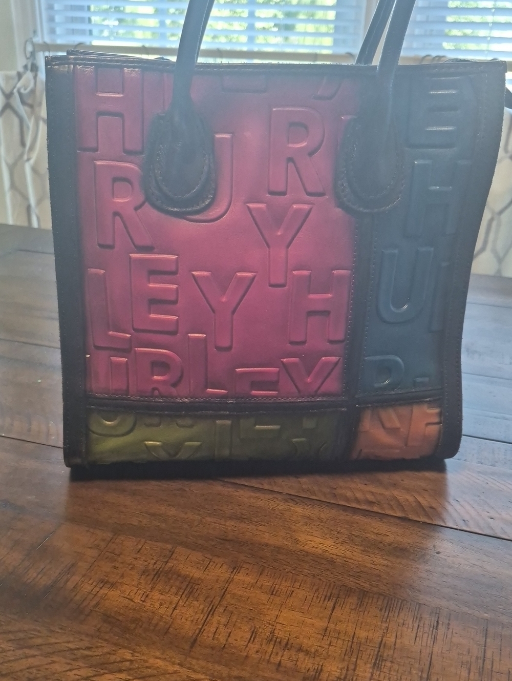 Colorblock Embossed Leather Tote - Multicolor